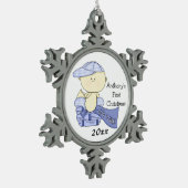 Das erste Weihnachten des Babys/Junge-Fertigen Schneeflocken Zinn-Ornament (Links)