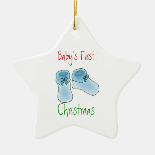 Das erste Weihnachten des Babys (Junge) Keramikornament
