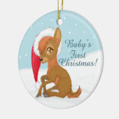 Das erste Weihnachten des Babys (Ren) Keramikornament (Links)