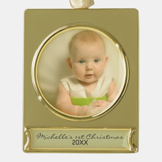 Das erste Weihnachten des eleganten Babys Banner-Ornament Gold (Vorderseite)