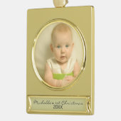 Das erste Weihnachten des eleganten Babys Banner-Ornament Gold (Links)