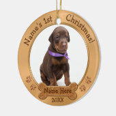 Das erste Weihnachten des Hundes verziert Text und Keramik Ornament (Links)