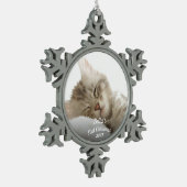 Das erste Weihnachten des Kätzchens mit Namen + Schneeflocken Zinn-Ornament (Links)