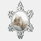 Das erste Weihnachten des Kätzchens mit Namen + Schneeflocken Zinn-Ornament (Rechts)