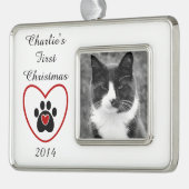 Das erste Weihnachten des kundengerechten Rahmen-Ornament Silber (Links)