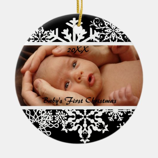 Das erste Weihnachten des NIEDLICHEN Babys Keramikornament (Vorne)