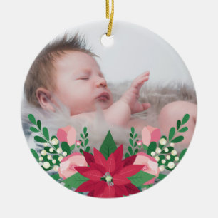 Das erste Weihnachten des Poinsettia-u. der Keramik Ornament