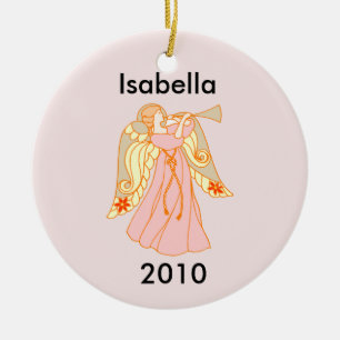 Das erste Weihnachten des rosa Engels-Babys Keramikornament