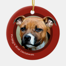 Das erste Weihnachten des Welpen (Amerikaner Keramik Ornament