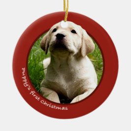 Das erste Weihnachten des Welpen (Labrador Keramik Ornament