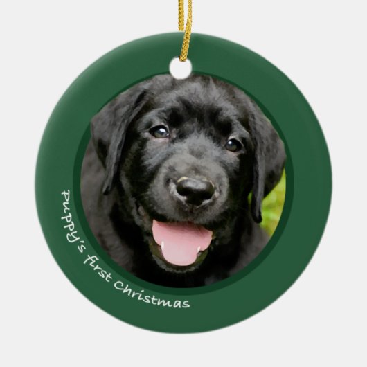 Das erste Weihnachten des Welpen (Labrador Keramik Ornament (Vorne)