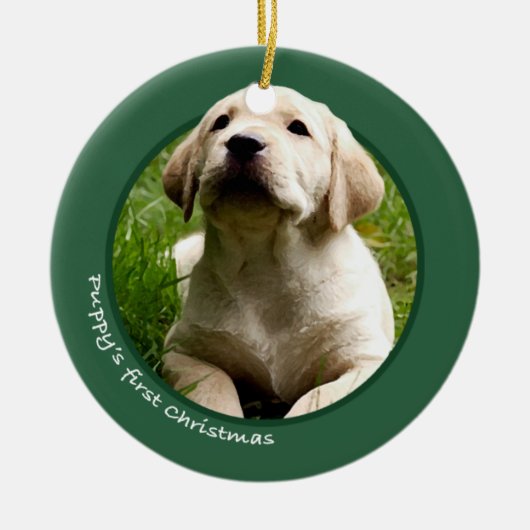 Das erste Weihnachten des Welpen (Labrador Keramikornament (Vorne)