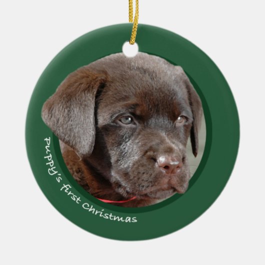 Das erste Weihnachten des Welpen (Labrador Keramikornament (Vorne)
