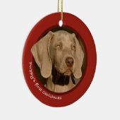 Das erste Weihnachten des Welpen (Weimaraner) Keramik Ornament (Rechts)