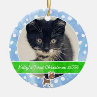 Das erste Weihnachten Rudolph der Miezekatze Keramikornament
