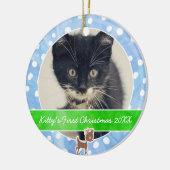 Das erste Weihnachten Rudolph der Miezekatze Keramikornament (Links)