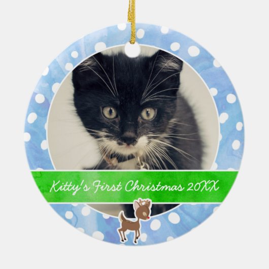 Das erste Weihnachten Rudolph der Miezekatze Keramikornament (Hinten)