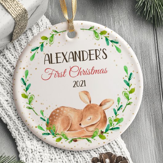 Das erste Weihnachtsbaumwald des Babys Keramik Ornament