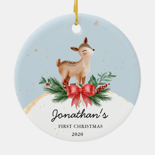 Das erste Weihnachtsdekor des Hirschkindes Keramik Ornament (Hinten)