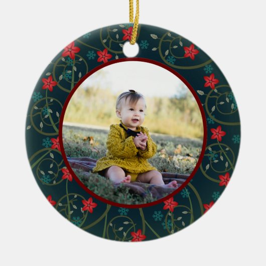 Das erste Weihnachtsdenkmal des Babys Keramik Ornament (Vorne)