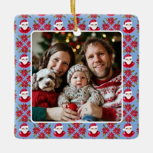 Das erste Weihnachtsfest 1 Foto der Familie Santa Keramikornament (Vorderseite)