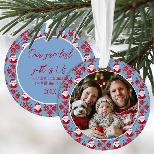 Das erste Weihnachtsfest 1 Foto der Familie Santa  Ornament