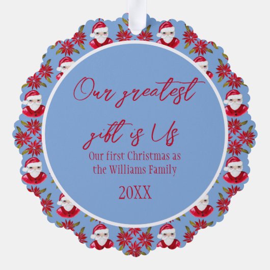 Das erste Weihnachtsfest 1 Foto der Familie Santa Ornament Karte (Rückseite)