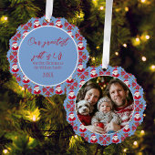 Das erste Weihnachtsfest 1 Foto der Familie Santa Ornament Karte