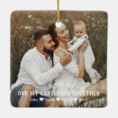 Das erste Weihnachtsfest der Familie - Schneeflock Keramikornament (Rückseite)