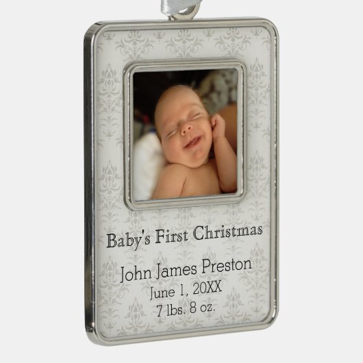 Das erste Weihnachtsfest des Babys auf der silbern Rahmen-Ornament Silber (Rechts)