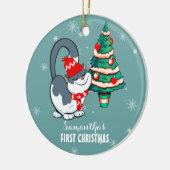 Das erste Weihnachtsfest des Babys. Custom Christm Keramik Ornament (Links)