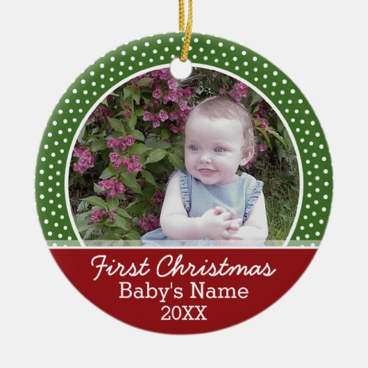 Das erste Weihnachtsfest des Babys - doppelseitig Keramikornament (Vorne)