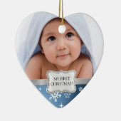 Das erste Weihnachtsfest des Babys. Foto hinzufüge Keramikornament (Rechts)