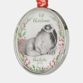 Das erste Weihnachtsfest des Babys, Foto, Keepake Ornament Aus Metall (Links)