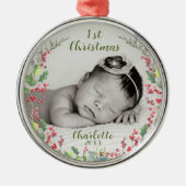 Das erste Weihnachtsfest des Babys, Foto, Keepake Ornament Aus Metall (Vorne)