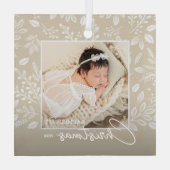 Das erste Weihnachtsfest des Babys in Elfenbein Ornament Aus Glas (Rückseite)