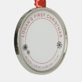 Das erste Weihnachtsfest des Babys mit Geburtsstat Ornament Aus Metall (Rechts)