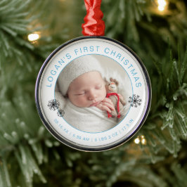 Das erste Weihnachtsfest des Babys mit Geburtsstat Ornament Aus Metall