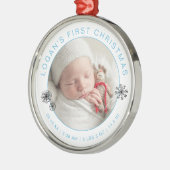 Das erste Weihnachtsfest des Babys mit Geburtsstat Ornament Aus Metall (Links)
