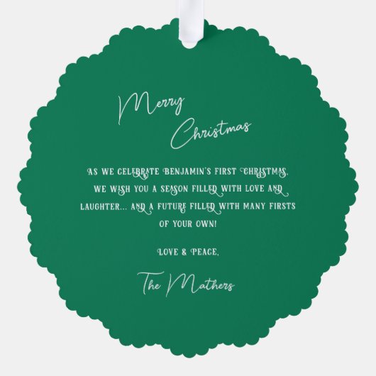 Das erste Weihnachtsfest des Babys Ornament Karte (Rückseite)