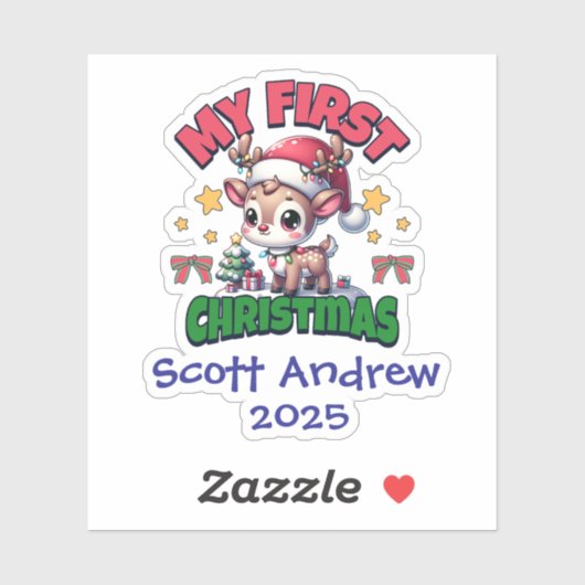 Das erste Weihnachtsfest des Babys Personalisiert Aufkleber (Blatt)