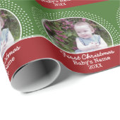 Das erste Weihnachtsfest des Babys - Rot und Grün Geschenkpapier (Rolleneckpunkt)