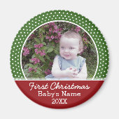 Das erste Weihnachtsfest des Babys - Rot und Grün Magnet (Vorne)