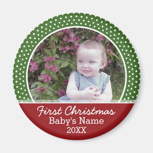 Das erste Weihnachtsfest des Babys - Rot und Grün Magnet (Vorne)