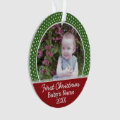 Das erste Weihnachtsfest des Babys - Rot und Grün Ornament (Vorderseite)