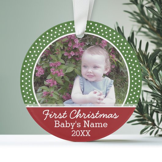 Das erste Weihnachtsfest des Babys - Rot und Grün Ornament