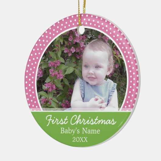 Das erste Weihnachtsfest des Babys - Single auf de Keramik Ornament (Links)