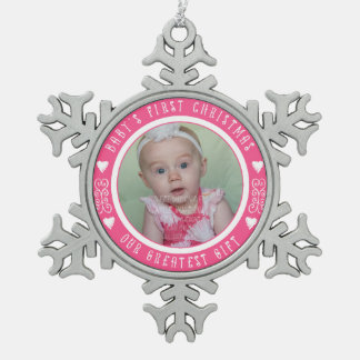 Das erste Weihnachtsfest des Babys - Unser bestes  Schneeflocken Zinn-Ornament