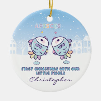 Das erste Weihnachtsfest des Babys von Zodiac Sign Keramik Ornament