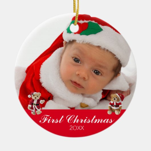 Das erste Weihnachtsfest des Babys, zwei Seiten Pe Keramik Ornament (Vorne)